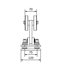 Wózek jezdny metalowy 8 rolkowy do profilu 100x100