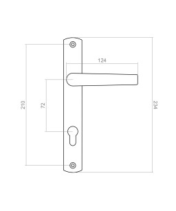 Klamka do drzwi z szyldem 72/H234 x L32mm czarna
