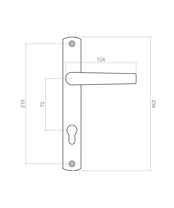 Klamka do drzwi z szyldem 72/H234 x L32mm czarna