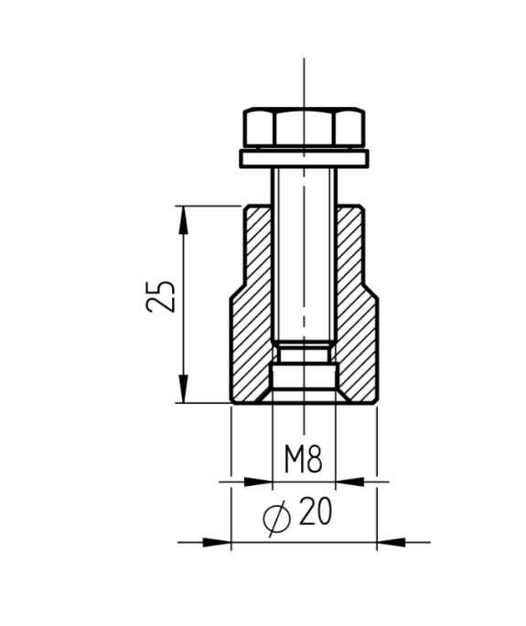 Tuleja mocująca do listwy zębatej metalowej 1000x8