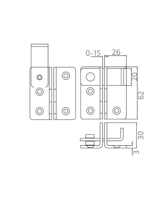 Zasuwa do furtki 60x62 mm wrzeciądz z ryglem prawy
