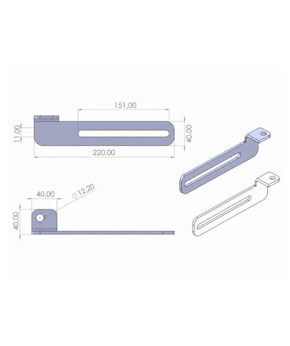 Uchwyt rolki prowadzącej 220 mm prawy